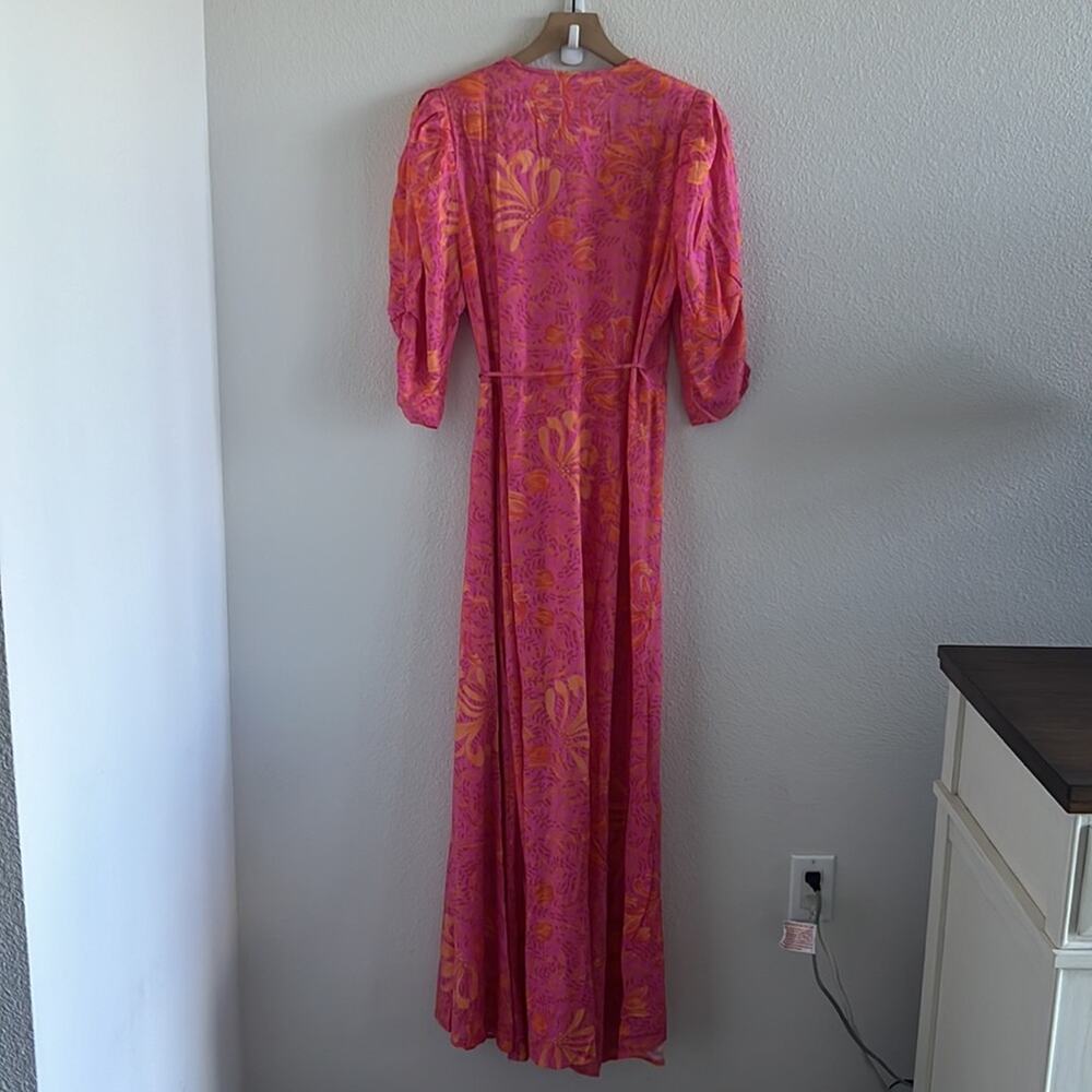 Jen's Pirate Booty Garden Party Row Maxi Wrap Dress Pink Orange Small - Picture 11 of 14